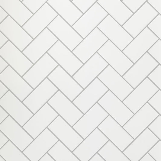 White Metro Herringbone 10mm Wet Wall