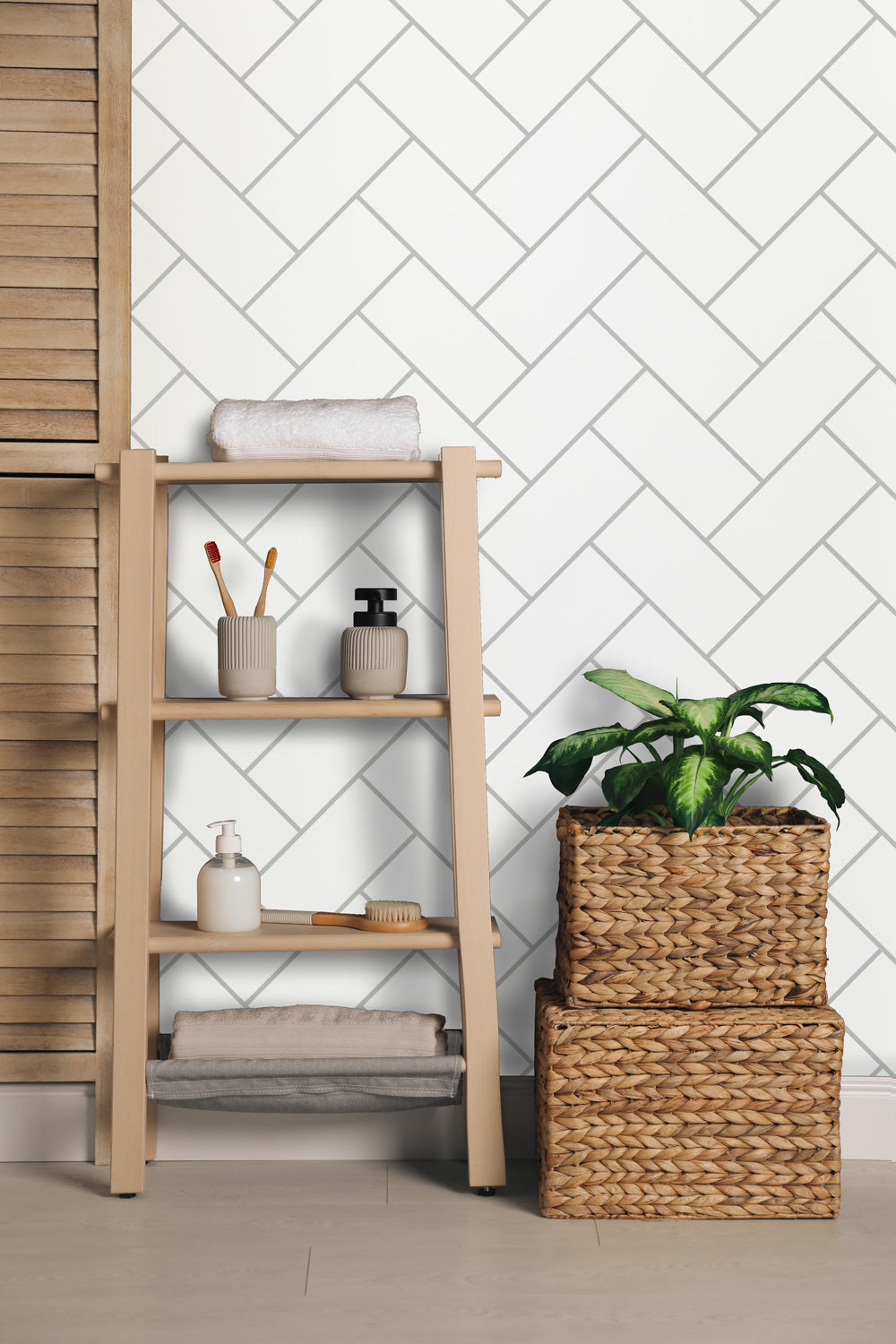 White Metro Herringbone 10mm Wet Wall